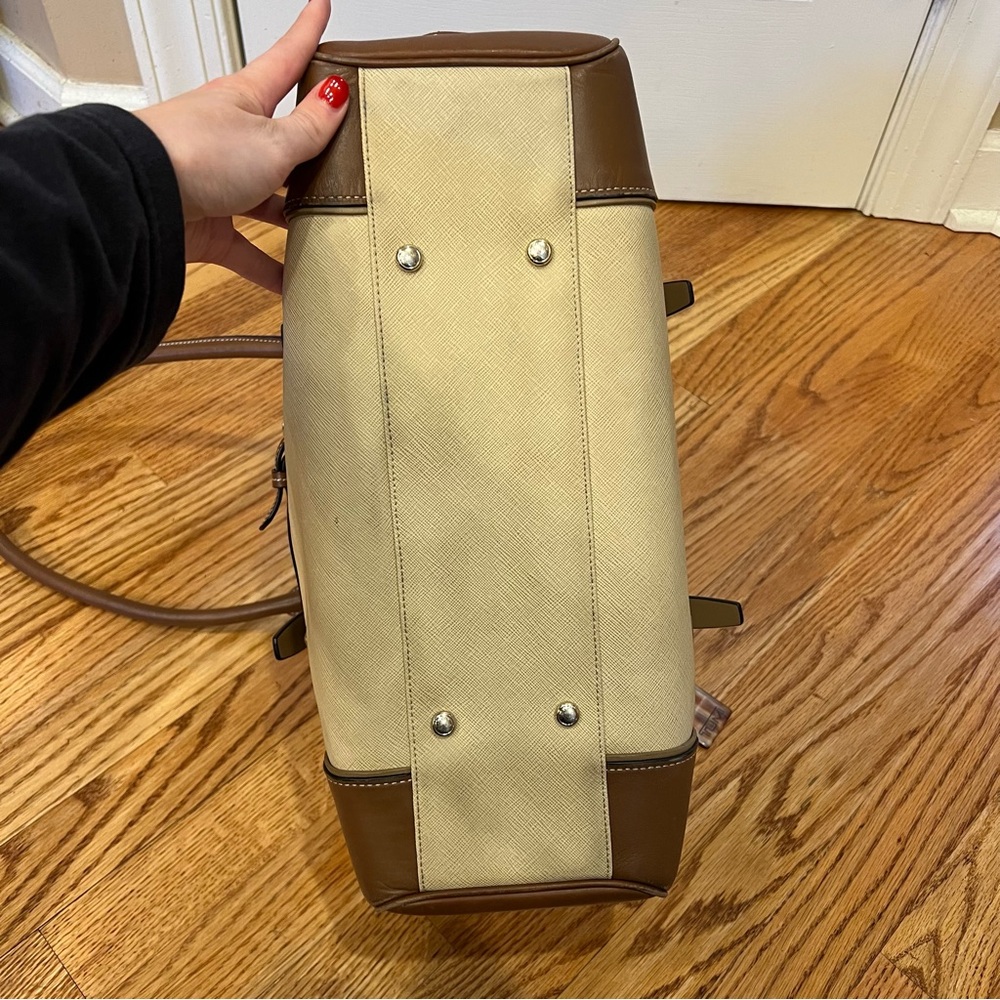 Tumi Voyageur Bailey Business Tote Shoulder Bag Leather Tan Brown Work Travel - Picture 7 of 15